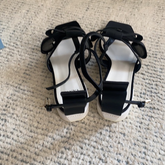 Lanvin Paris Womens Gladiator Bow Heel Sandals Black - Picture 3 of 8